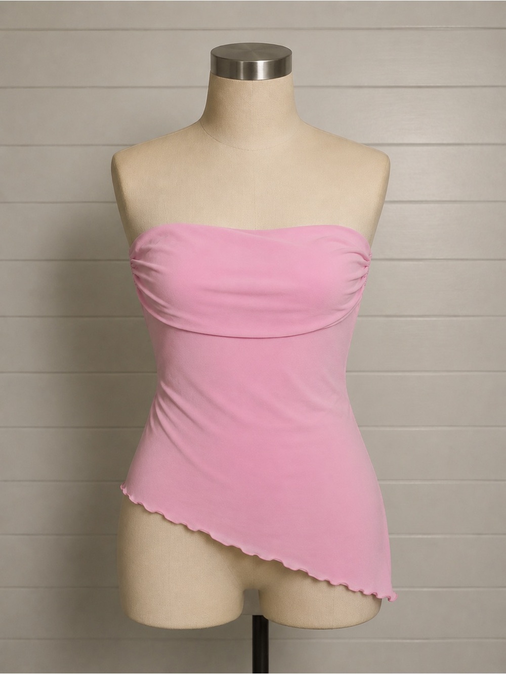 Strapless Pink Bandeau Asymmetric Camisole